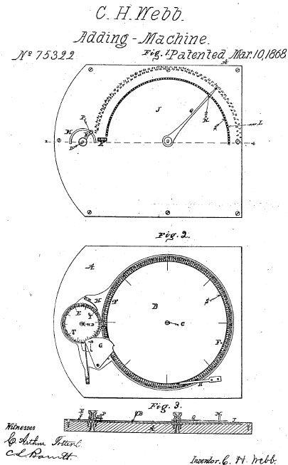 Webb's Adder patent drawing