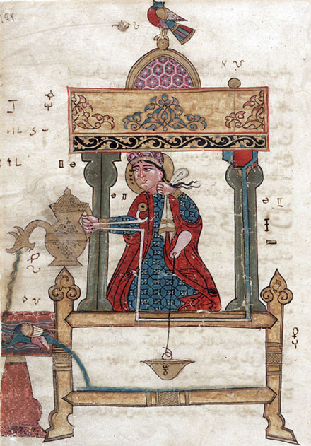 A hand washing automaton of Al-Jazari