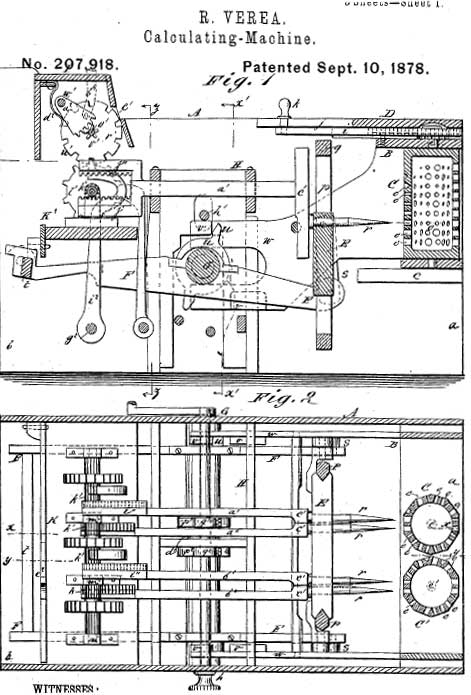 One of the patent drawings of the Verea's machine
