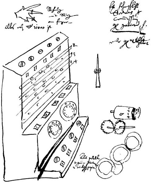 Schikard's computer-the sketch from the Landesbibliothek