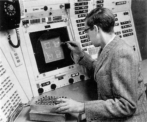 Ivan Sutherland using Sketchpad in 1962