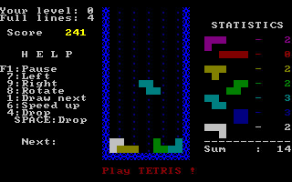 The first MS DOS version of Tetris