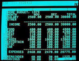 VisiCalc screen